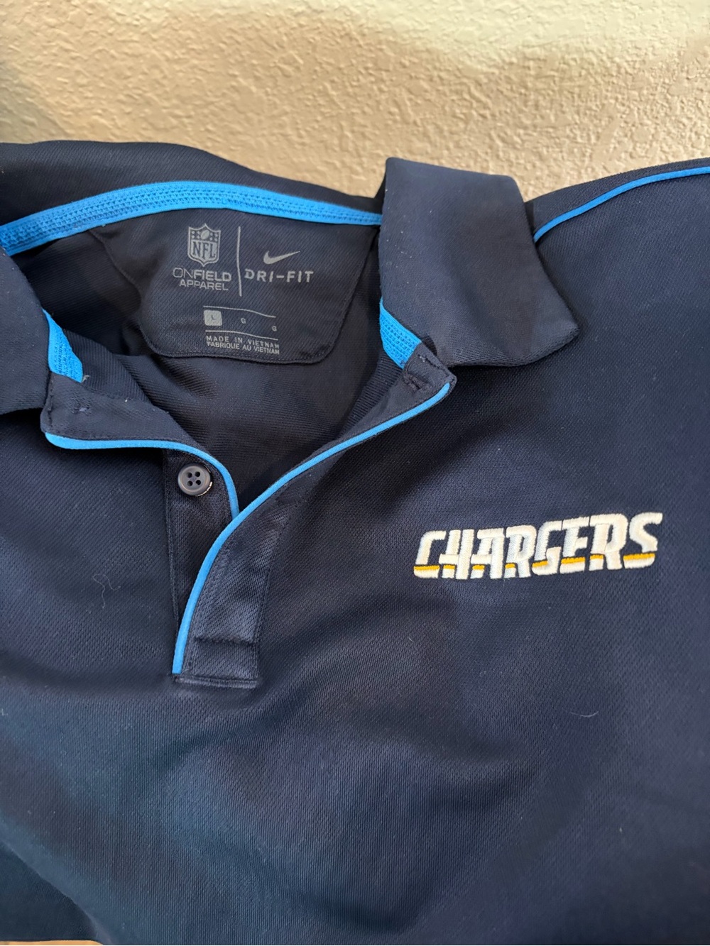 Nike Chargers Navy Polo with Light Blue Trim